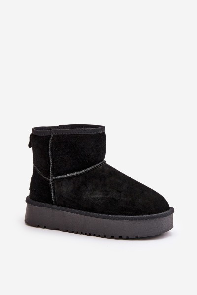 Women's Suede Snow Boots On Platform Above Ankle Black Rianaella 2