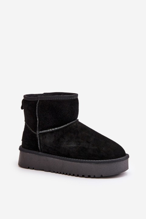 Women's Suede Snow Boots On Platform Above Ankle Black Rianaella