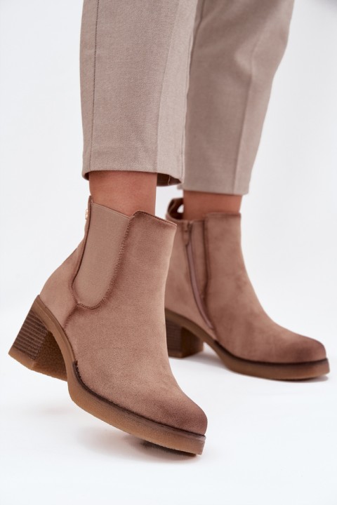 Women's ankle boots with heel lined beige Zelia