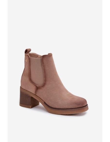 Women's ankle boots with heel lined beige Zelia