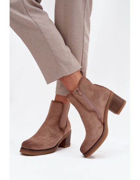 Women's ankle boots with heel lined beige Zelia