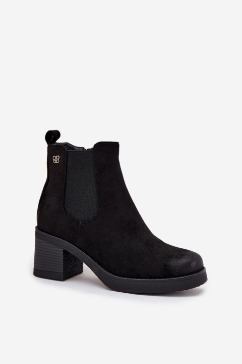 Women's ankle boots on heel lined black Zelia