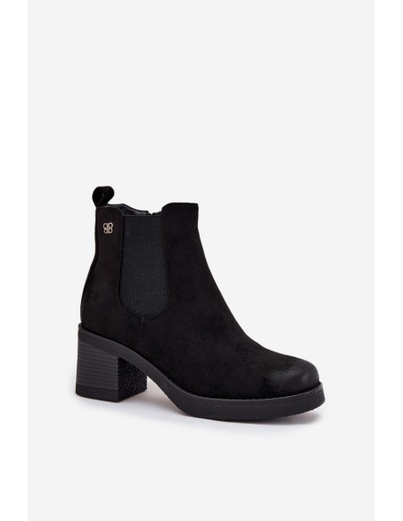 Women's ankle boots on heel lined black Zelia