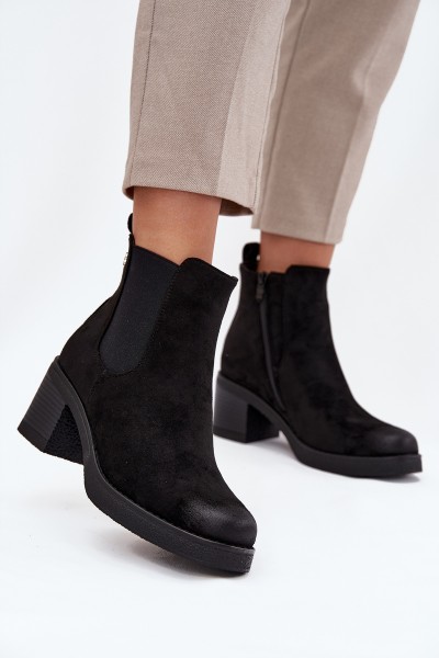 Women's ankle boots on heel lined black Zelia 2