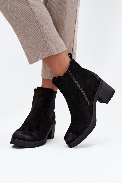 Women's ankle boots on heel lined black Zelia