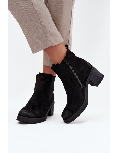 Women's ankle boots on heel lined black Zelia