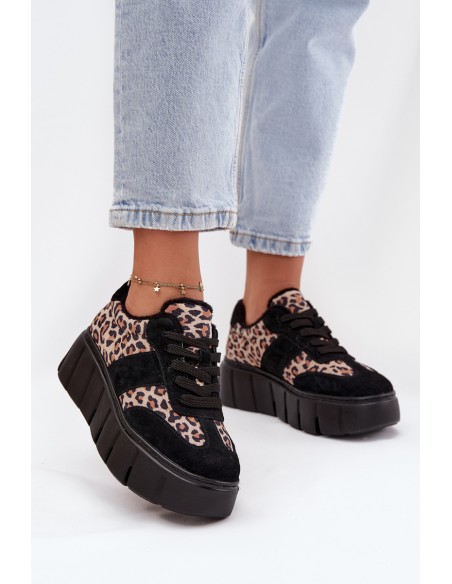 Zomšiniai sportbačiai moterims su stora platforma Vinceza 66841 Panther Black