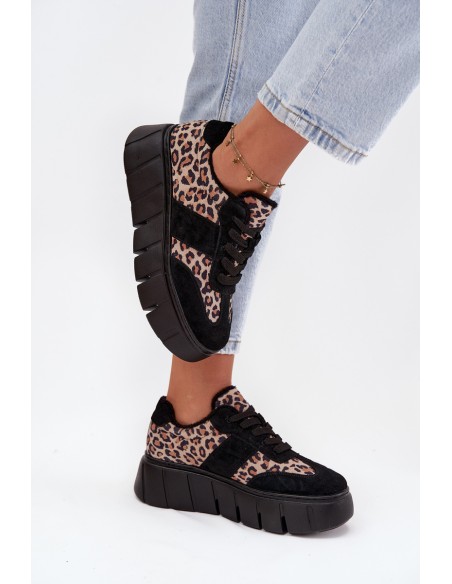 Zomšiniai sportbačiai moterims su stora platforma Vinceza 66841 Panther Black