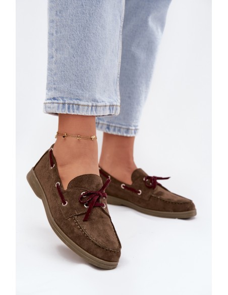 Women's Loafers With Laces Dark Green Calivra