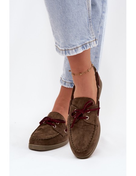 Women's Loafers With Laces Dark Green Calivra