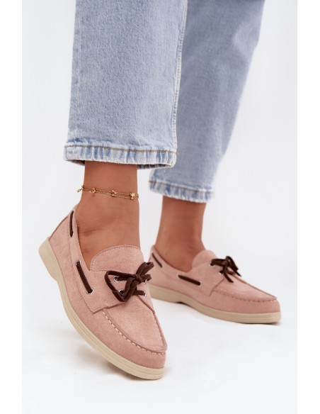 Women's Loafers With Laces Light Pink Calivra