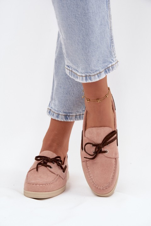 Women's Loafers With Laces Light Pink Calivra