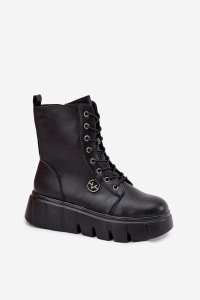 Suede Boots Workery on Massive Platform Wedge Heel Black Lavica 2