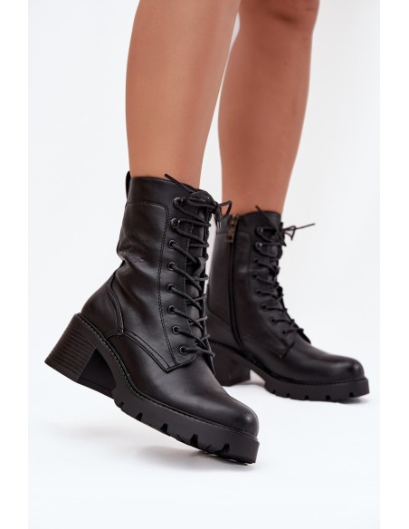 Women's workery boots on block Vinceza 89136 black