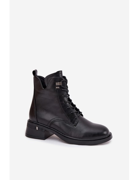 Insulated Women's Block Heeled Ankle Boots Vinceza 58602 Black