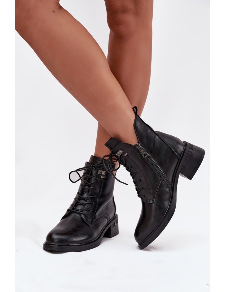 Insulated Women's Block Heeled Ankle Boots Vinceza 58602 Black