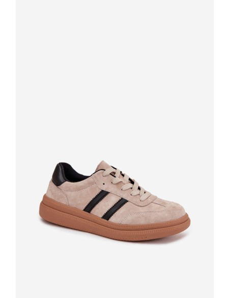 Suede Women's Sneakers On Platform Beige Elivienne