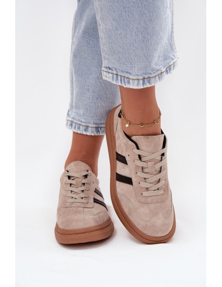 Suede Women's Sneakers On Platform Beige Elivienne