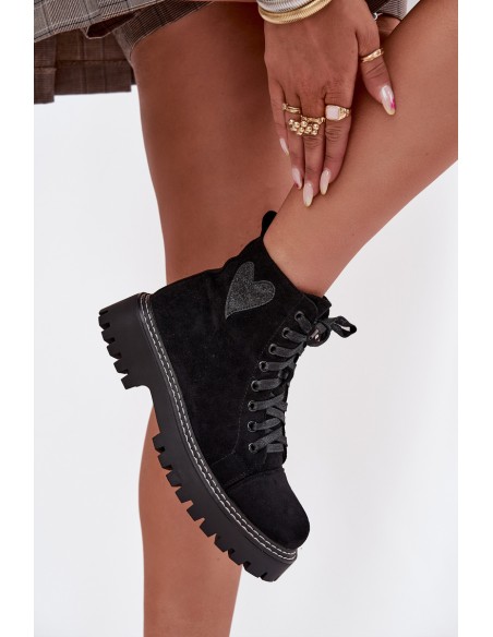 Women's Boots with Glitter Heart Black Nariri