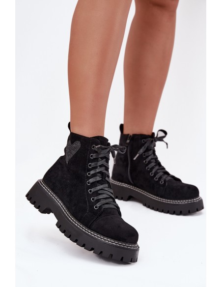 Women's Boots with Glitter Heart Black Nariri