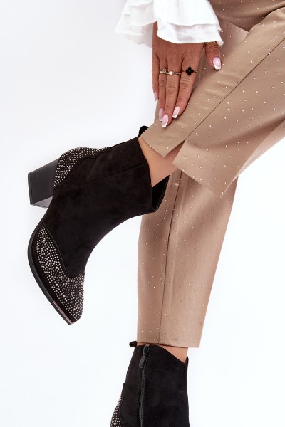 Women's Embellished Cowboy Boots On Heel Black Eleduana 2