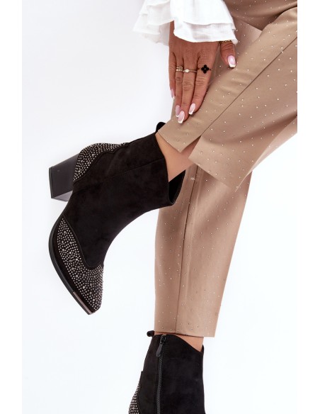 Women's Embellished Cowboy Boots On Heel Black Eleduana