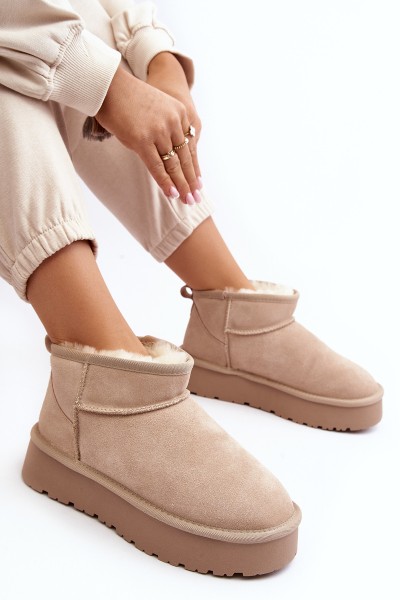 Stylish Low Suede Snow Boots Light Beige Nucca 2