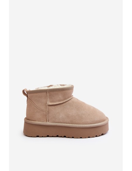Stylish Low Suede Snow Boots Light Beige Nucca