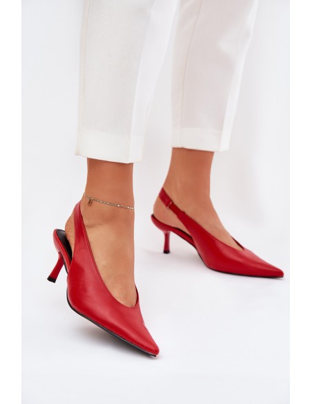 High Heels With Open Heel Eco Leather Red Aricandia