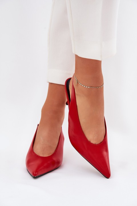 High Heels With Open Heel Eco Leather Red Aricandia