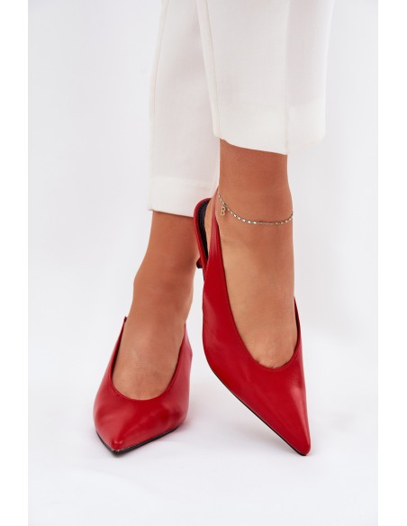 High Heels With Open Heel Eco Leather Red Aricandia