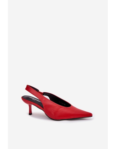 High Heels With Open Heel Eco Leather Red Aricandia