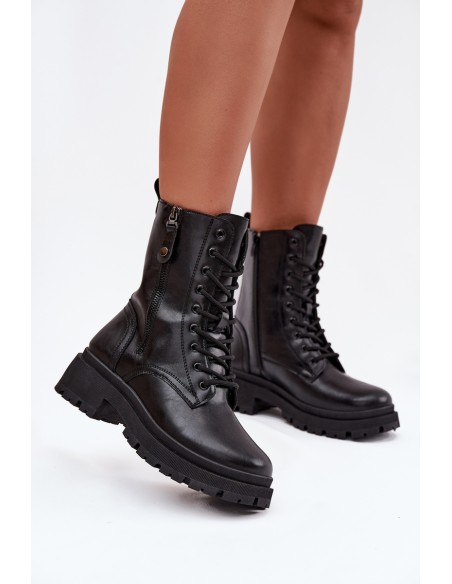 Moteriški darbo batai su pašiltinimu ir dvigubu užtrauktuku, juodi perlinos spalvos