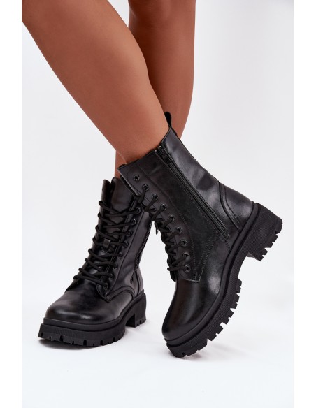 Women's Work Boots with Insulation with Double Zipper Black Perlina