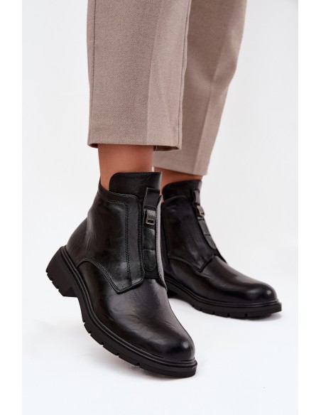 Šilti moteriški aulinukai su užtrauktuku ir dekoratyvine detale, juodi, „Roselle“