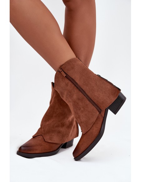 Insulated Cowboy Boots With Heel Camel Sylvette