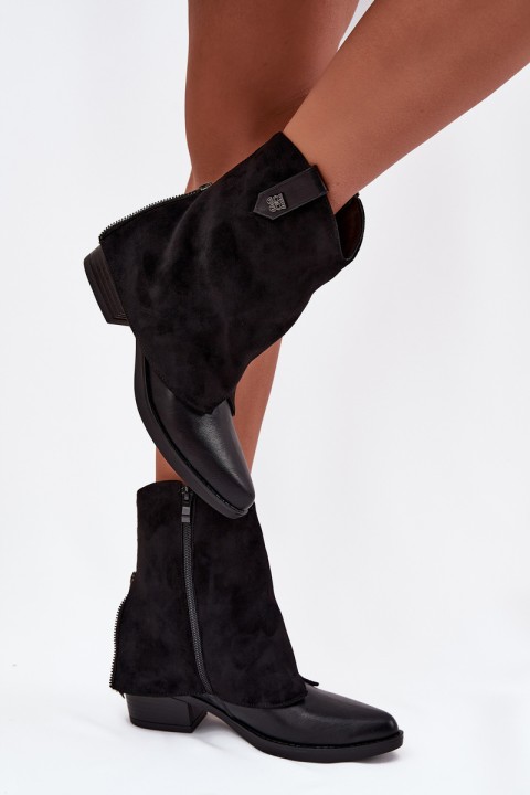 Šilti kaubojiški aulinukai su kulnu, juodi „Sylvette“