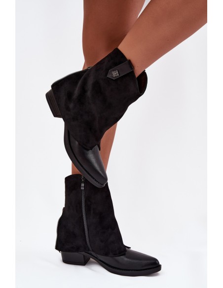 Insulated cowboy boots with heel black Sylvette