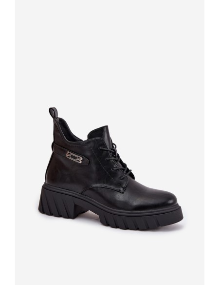 Low Insulated Women's Ankle Boots on Block with Decorative Strap Black Therisse