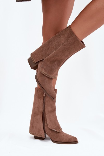 Moteriški žieminiai batai su išlenktu kotu Vinceza 16516 smėlio spalvos