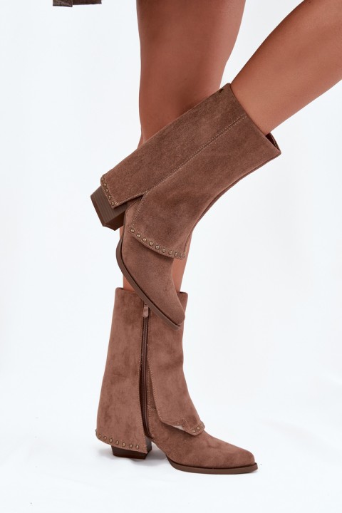 Women's Winter Boots with Turned Shaft Vinceza 16516 Beige