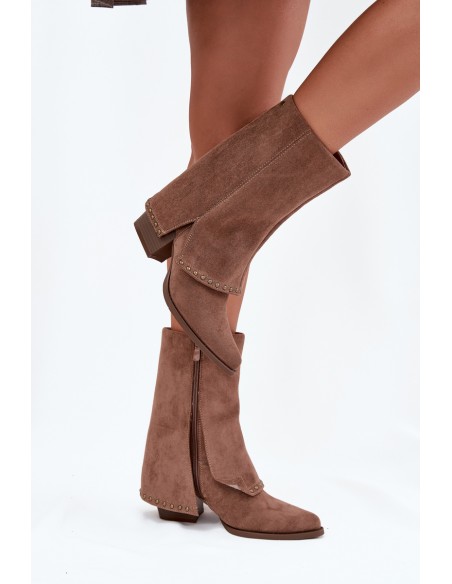 Women's Winter Boots with Turned Shaft Vinceza 16516 Beige