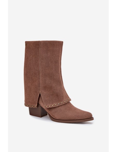 Women's Winter Boots with Turned Shaft Vinceza 16516 Beige