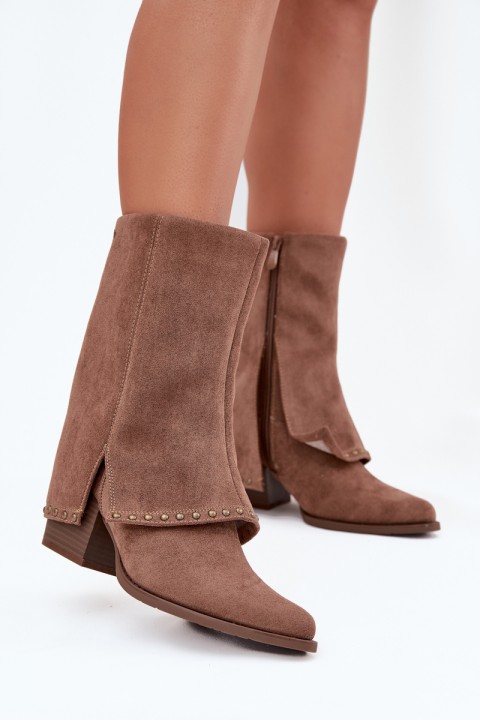 Moteriški žieminiai batai su išlenktu kotu Vinceza 16516 smėlio spalvos