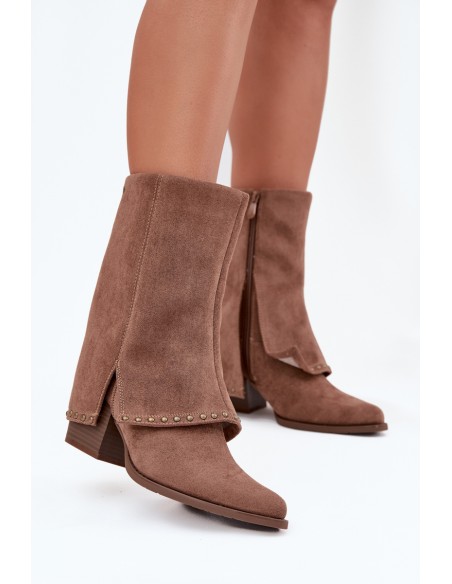 Women's Winter Boots with Turned Shaft Vinceza 16516 Beige