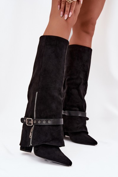 Women's Heeled Boots with Decorative Strap Black Jolivine 2