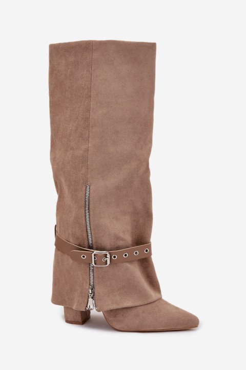 Moteriški aulinukai su užsegamu kulnu ir dekoratyviniu dirželiu smėlio spalvos...