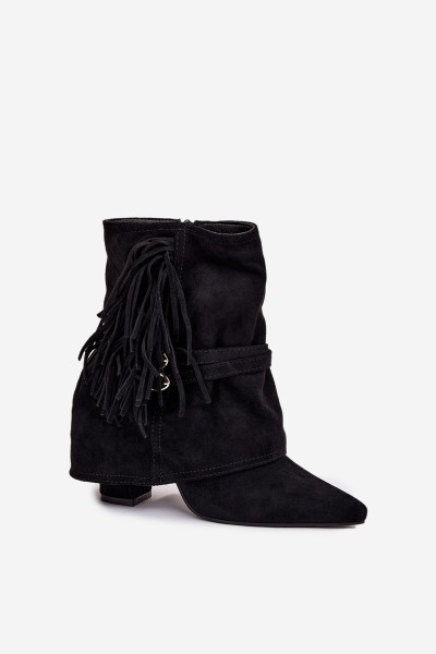 Women Ankle Boots With Fringes And Gold Buckles Evelisse 2