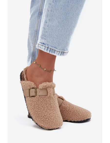 Women's slippers with sheep fur lining Beige Lorivine