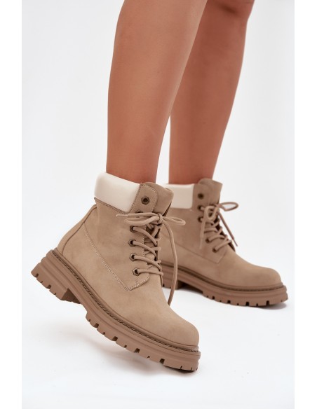 Women's Lace-up Boots Beige Norena